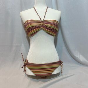 Striped Halter Bikini Set